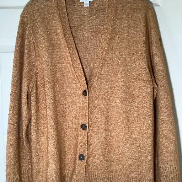 J. Jill XL Camel Cardigan Sweater Button Front Cozy Neutral Classic - Picture 3 of 4